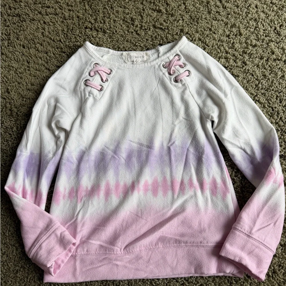 btween Loungewear Kids Set with Pink & Purple Tie-Dye Accents- size 8 - Picture 2 of 12